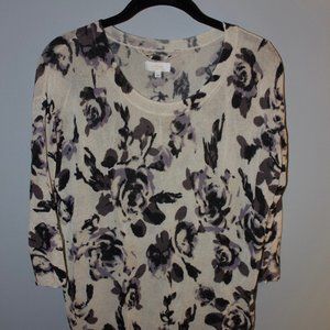 Wilfred Quarter Sleeve Scoop Neck Floral Sweater